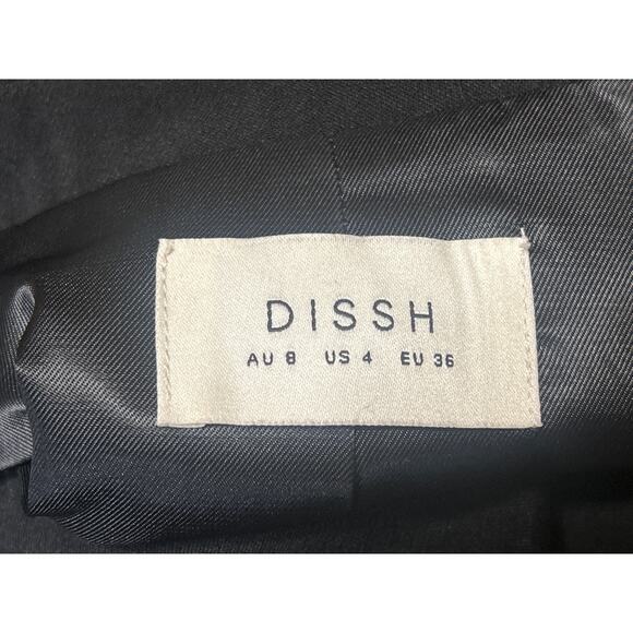 DISSH Rowan Women's Black Cap Sleeve Mid Button Up Blazer Jacket Vest Size 4 - Picture 4 of 5